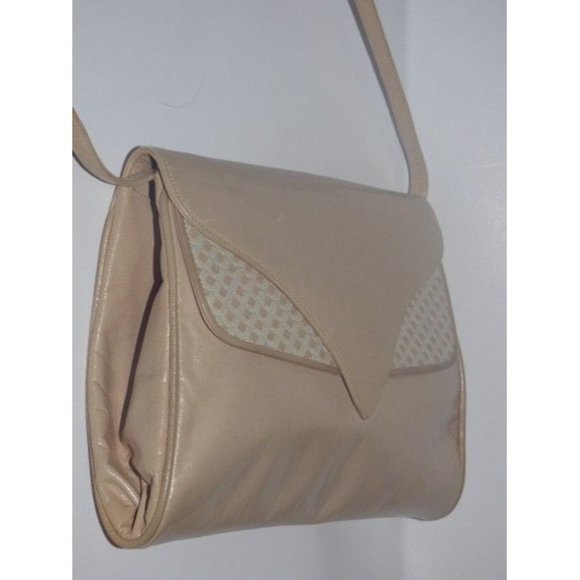 Vintage BOHO Bally Taupe Patent Leather Textured Geometric Design 2-Way Bag - Picture 2 of 12